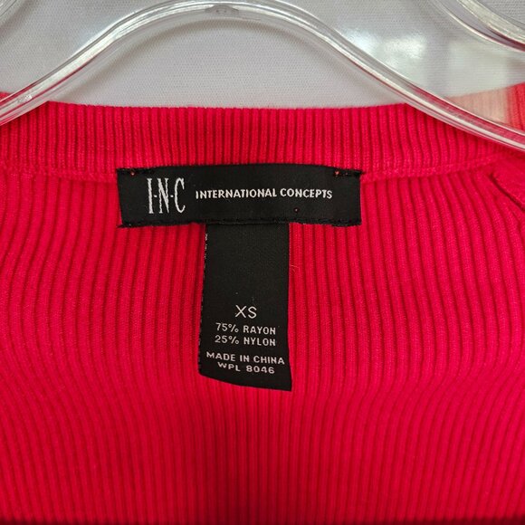INC Red Knit Crew Neck Women's Sweater with Gold Zipper Accents, Size XS - Picture 4 of 6